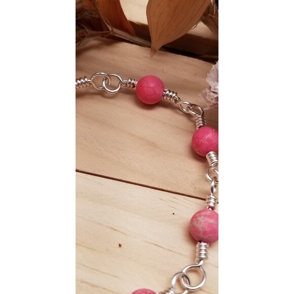 Handmade Pink & Silver Chain Bracelet - Picture 3 of 5